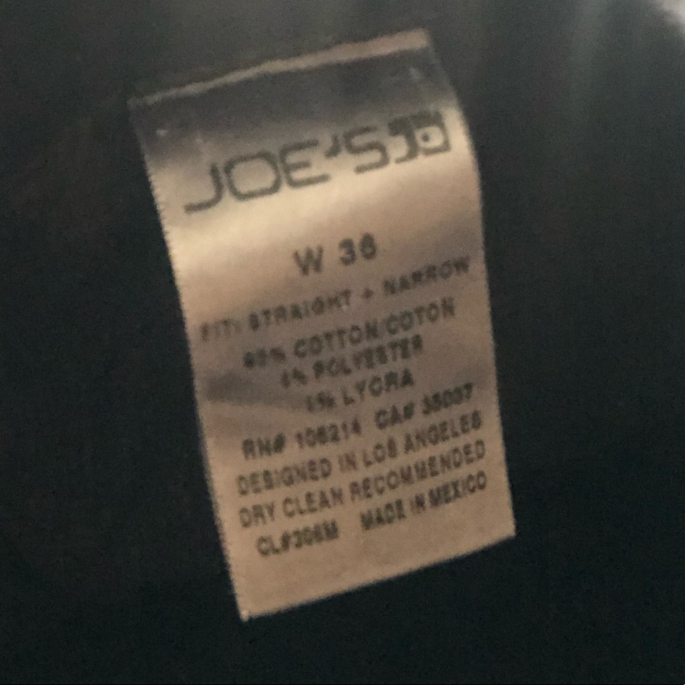Joe Jeans Black Fit Straight Narrow sz36